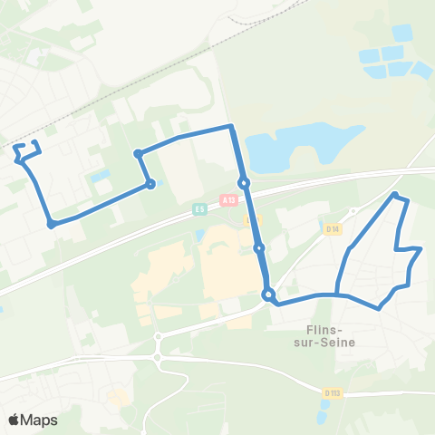 Île-de-France Mobilités Aubergenville Elisabethville <> Aubergenville Elisabethville map