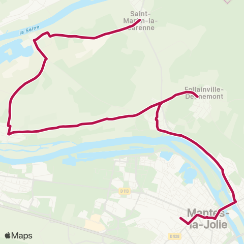 Île-de-France Mobilités Gare de Mantes-la-Jolie / Quai 11 <> École map