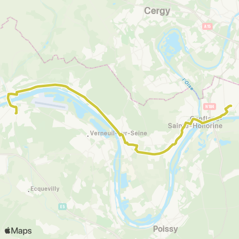 Île-de-France Mobilités Gare Pl. Romagné <> Gare des Mureaux (A3) map