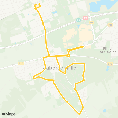 Île-de-France Mobilités Aubergenville Elisabethville <> Aubergenville Elisabethville map