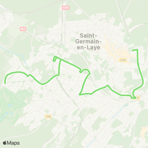 Île-de-France Mobilités Clos Badère <> Gare de St-Germain-en-Laye - Rue Thiers map