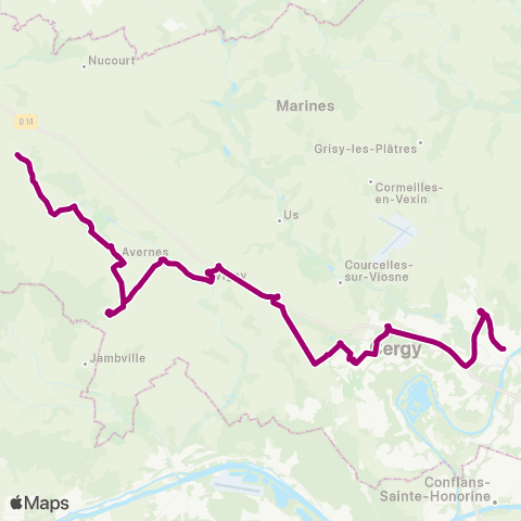 Île-de-France Mobilités Gare de Cergy-le-Haut <> Église map