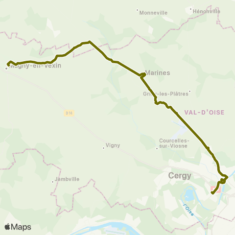 Île-de-France Mobilités Gare de Cergy Préf. <> Gare Routière map