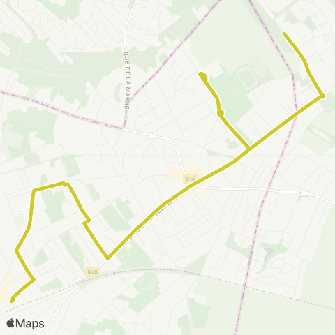 Île-de-France Mobilités Buttes Blanches <> Gare Place Romagné map