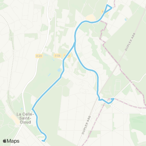 Île-de-France Mobilités Étang Sec <> Gare de la Celle-St-Cloud map