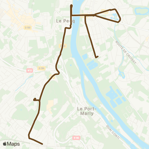 Île-de-France Mobilités Gare de Marly-le-Roi - Bèque <> Gare du Vésinet - le Pecq map