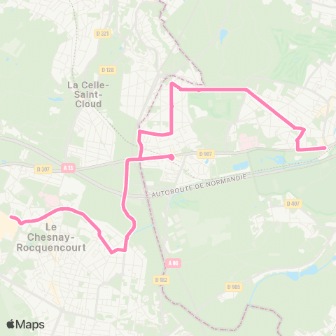 Île-de-France Mobilités Ctre comm. Parly 2 <> Gare de Vaucresson map