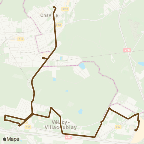 Île-de-France Mobilités Gare de Chaville Rive Droite <> Ctre comm. map