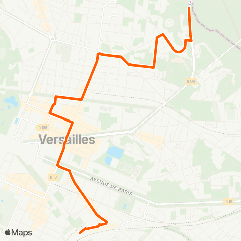 Île-de-France Mobilités Gare rout. de Versailles Chantiers <> Pershing map