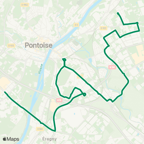 Île-de-France Mobilités Lycée Jean Perrin <> Gare de Cergy Préf. map
