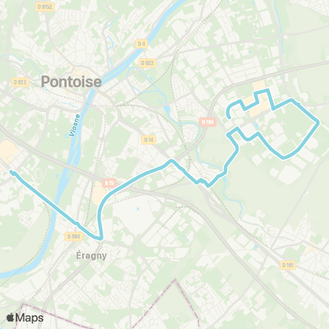 Île-de-France Mobilités Gare de Cergy Préfecture <> Équerre map