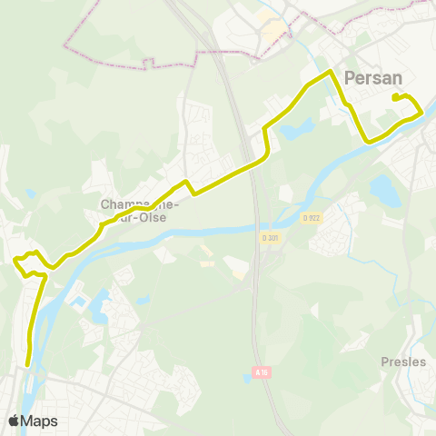 Île-de-France Mobilités Gare de Persan - Beaumont <> Gare de l'Isle-Adam - Parmain map