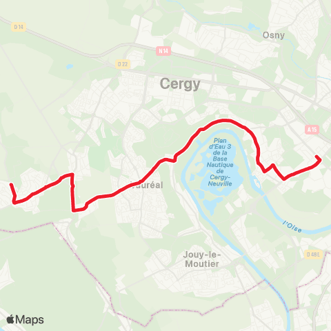 Île-de-France Mobilités Gare de Cergy Préfecture <> La Taillette map