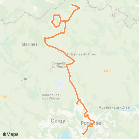 Île-de-France Mobilités Gare de Cergy Préfecture <> Lavoir map
