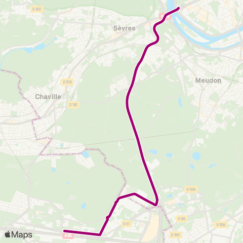 Île-de-France Mobilités Pont de Sèvres <> Mairie de Vélizy map