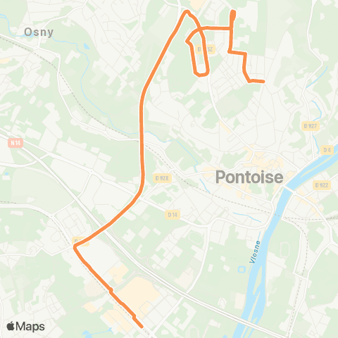 Île-de-France Mobilités Les Beurriers <> Gare de Cergy Préf. map