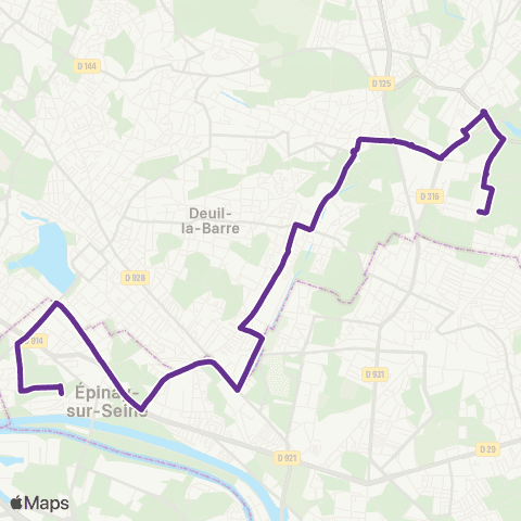 Île-de-France Mobilités Gare d'Épinay-sur-Seine <> Les Flanades map