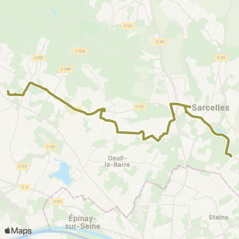 Île-de-France Mobilités Garges - Sarcelles RER <> Hôp. Simone Veil map