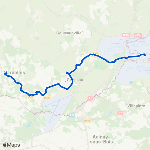 Île-de-France Mobilités Gare de Sarcelles - St-Brice <> Gare de Roissypôle - Aéroport CDG 1 (B4) map