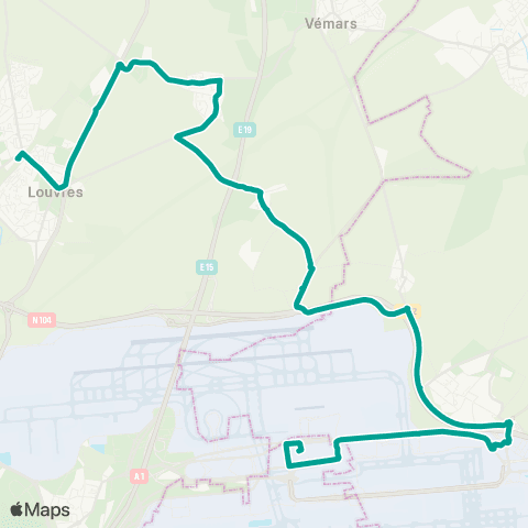 Île-de-France Mobilités Gare de Louvres <> Gare de Roissypôle - Aéroport CDG 1 map