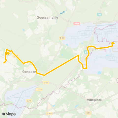 Île-de-France Mobilités Gare de Villiers-le-Bel - Gonesse - Arnouville <> Gare de Roissypôle - Aéroport CDG 1 (D1) map
