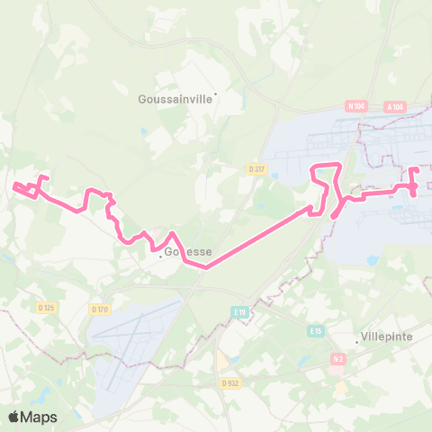 Île-de-France Mobilités Puits la Marlière <> Roissypôle - Aéroport CDG 1 (D2) map