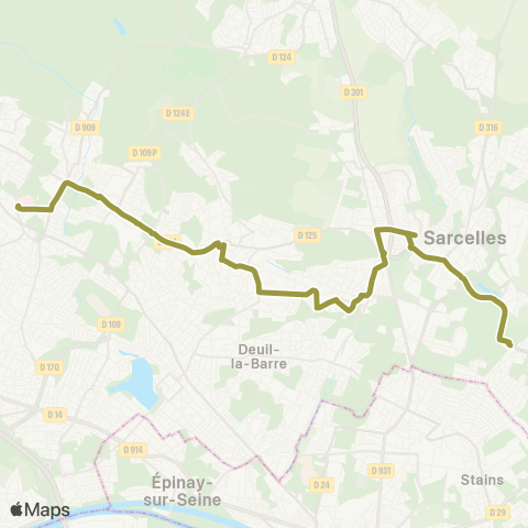 Île-de-France Mobilités Garges / Sarcelles RER <> Hôp. Simone Veil map