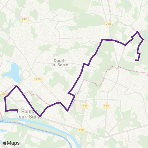 Île-de-France Mobilités Gare d'Épinay-sur-Seine <> Les Flanades map