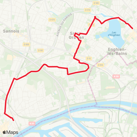 Île-de-France Mobilités Gare d'Enghien-les-Bains <> Gare d'Argenteuil map