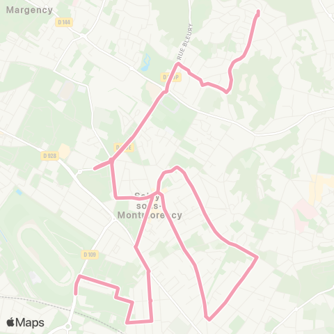 Île-de-France Mobilités Parc des Sources <> Gare de Champ de Courses d'Enghien map
