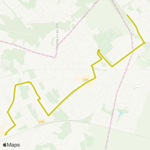 Île-de-France Mobilités Buttes Blanches <> Gare Place Romagné map