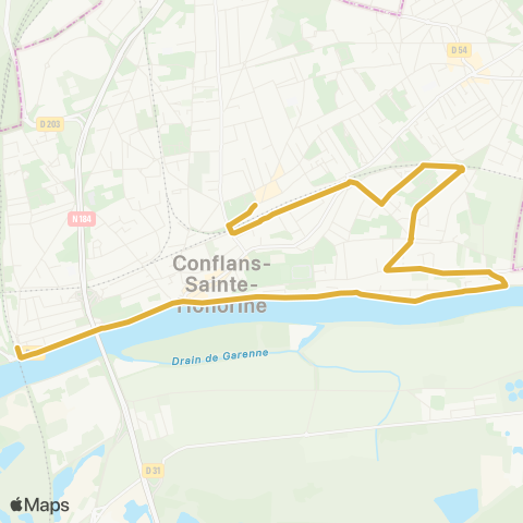 Île-de-France Mobilités Gare de Conflans Fin d'Oise <> Gare Pl. Romagné map