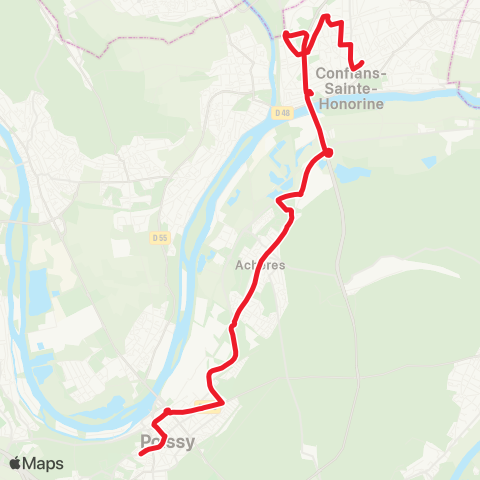 Île-de-France Mobilités Gare Pl. Romagné <> Gare S. de Poissy (1b) map