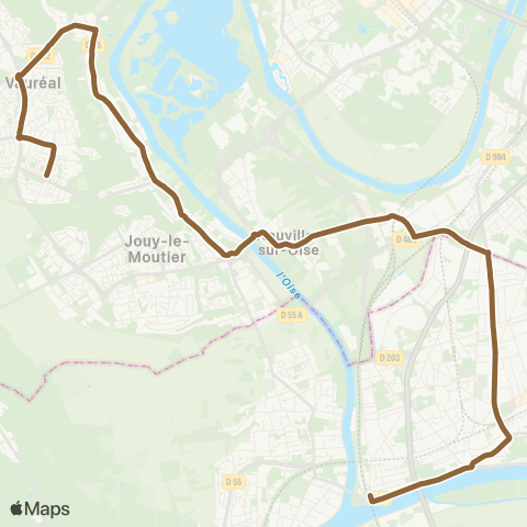 Île-de-France Mobilités Gare de Conflans Fin d'Oise <> La Bussie map