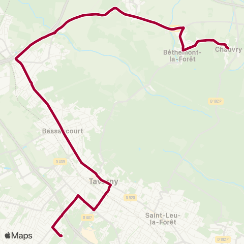 Île-de-France Mobilités Lycée / Collège Voie des Sports <> Mairie de Chauvry map