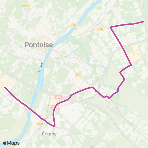 Île-de-France Mobilités Gare de Cergy Préf. / Quai e <> Fond de Vaux map