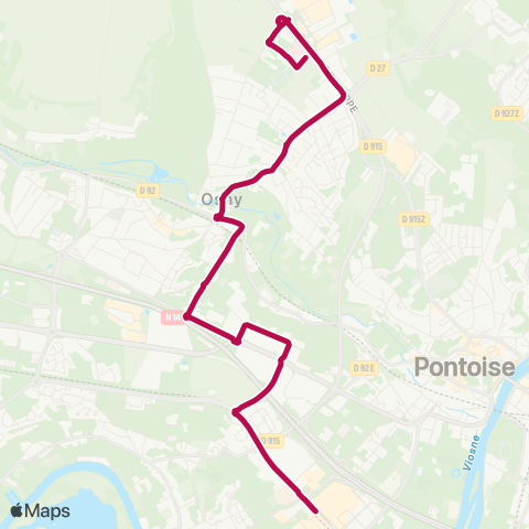 Île-de-France Mobilités Gare de Cergy Préf. / Quai H <> Clinique Ste Marie map