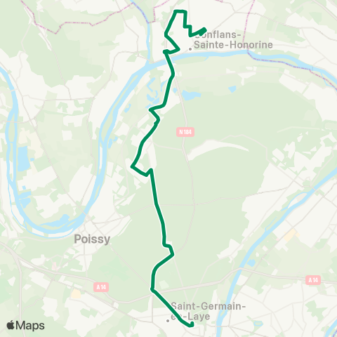 Île-de-France Mobilités Gare de St-Germain-en-Laye <> Gare Pl. Romagné map