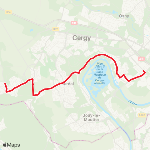 Île-de-France Mobilités Gare de Cergy Préf. / Quai I <> La Taillette map