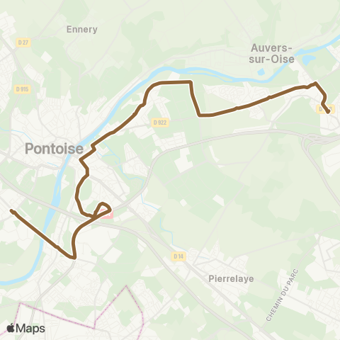 Île-de-France Mobilités Gare de Méry-s/-Oise / Méry Gare SNCF <> Gare de Cergy Préf. / Quai l map