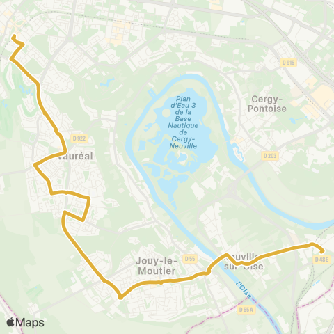 Île-de-France Mobilités Gare de Neuville Uni <> Cergy le Haut RER map
