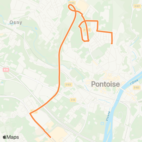 Île-de-France Mobilités Les Beurriers <> Gare de Cergy Préf. / Quai B map