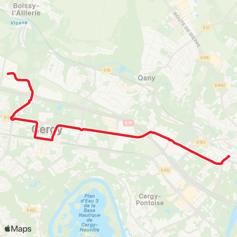 Île-de-France Mobilités Saint-Christophe RER <> Pontoise Gare map