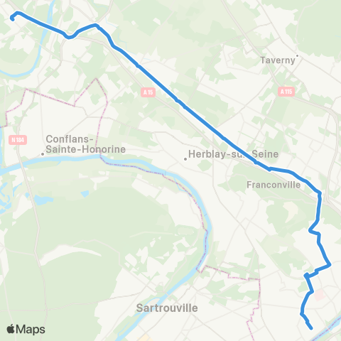 Île-de-France Mobilités Pte St-Germain <> Gare de Cergy Préf. / Quai B map