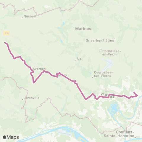 Île-de-France Mobilités Gare de Cergy-le-Haut <> Église map