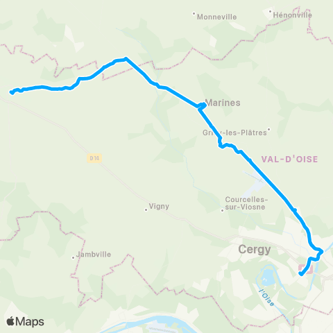 Île-de-France Mobilités Gare de Cergy Préf. / Quai I <> Gare rout. map