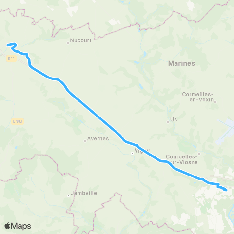 Île-de-France Mobilités Cergy St-Christophe RER <> Pte de Rouen map