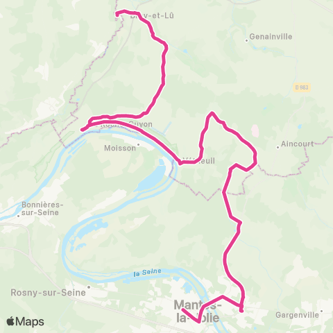 Île-de-France Mobilités Gare rout. Mantes-la-Jolie / Quai 9 <> Pl. du 19 mars 1962 map