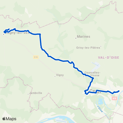 Île-de-France Mobilités Gare de Cergy-le-Haut <> Blamécourt map