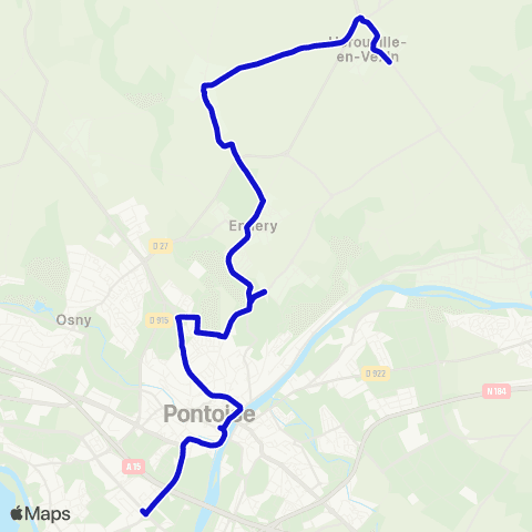 Île-de-France Mobilités Gare de Cergy Préf. / Quai I <> Zone d'Activités map